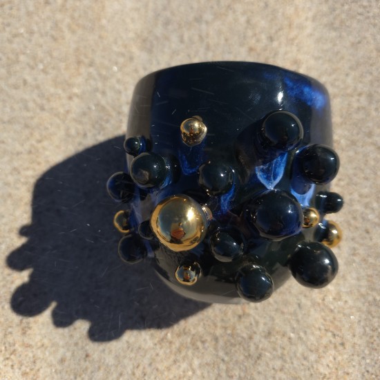 Skulptūrinis akmens masės puodelis  "Royal Blue "